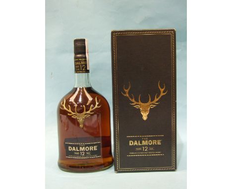 Dalmore Highland Single Malt Scotch whisky 12-year-old, 40%, 1L in mallet-shaped bottle, (boxed) and another 12yo, 40%, 75cl,
