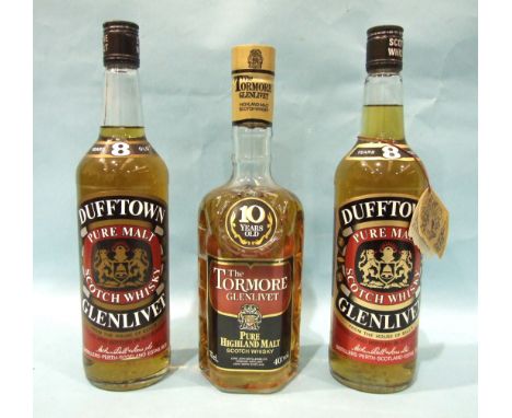 Dufftown Glenlivet Pure Malt Scotch whisky 8-year-old, 40%, 75cl (two bottles) and The Tormore Glenlivet 10yo, 40%, 75cl, (le