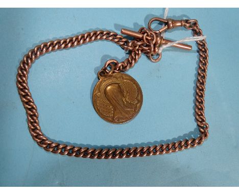 Antique: Rose Gold Watch Chain Necklace, Twisted Oval Link in 9ct Gold