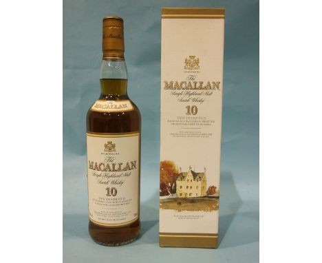 The Macallan Single Highland Malt Scotch whisky 10-year-old, 40%, 70cl, (boxed), (level mid-neck, capsule intact, some marks 