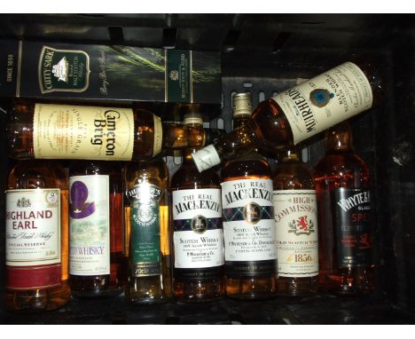 A collection of blended and pure single grain Scotch whisky, including The Real Mackenzie, White &amp; Mackay, Cutty Sark, (1