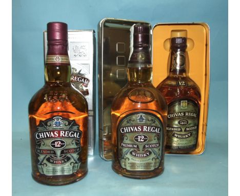 Chivas Regal 12-year-old blended Scotch whisky, 40%, 70cl, (two bottles), 43% 75cl, (one bottle), (3). 