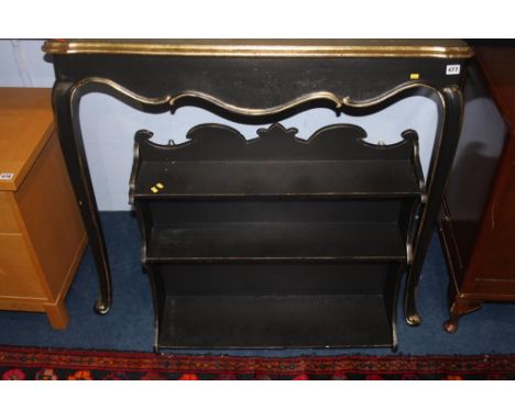 Console table and black painted shelf