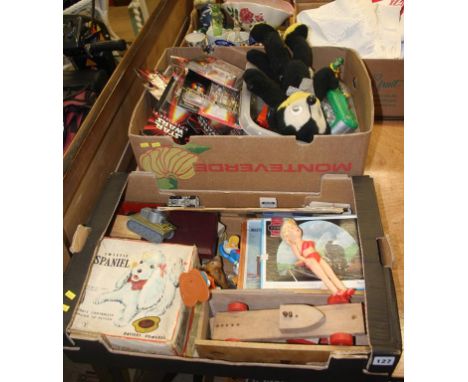 Two trays of assorted vintage toys