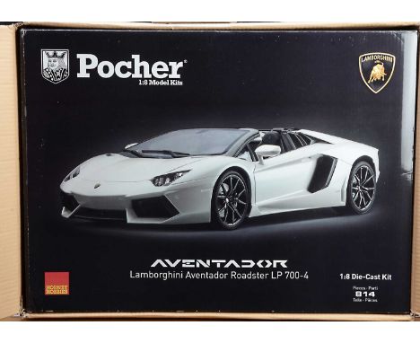 A Pocher Hornby 1:8 Scale Model Kit - Lamborghini Aventador LP 700-4 Roadster (Bianco Canopus), Art. HK 104, in original box 