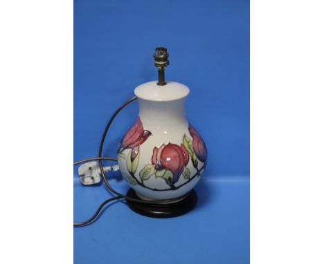 A MOORCROFT HIBISCUS PATTERN LAMP BASE
