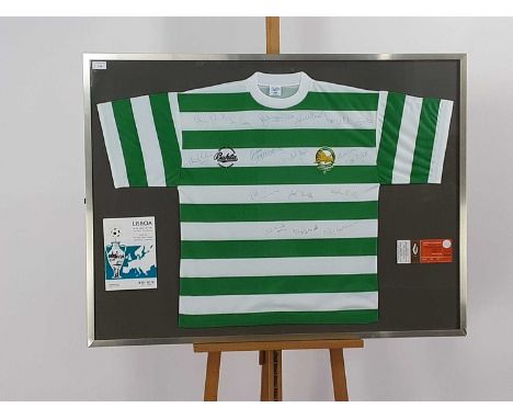 LISBON LIONS INTEREST, SIGNED SHIRT AND RARE UNUSED TICKET DISPLAY,  comprising a Bukta Lisbon Lions 25th Anniversary shirt a