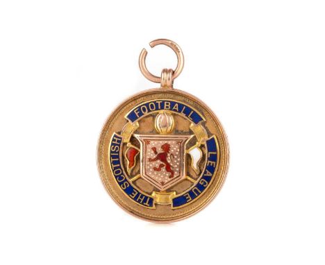 W. FAIRLEE OF AYR UNITED F.C., 2ND DIVISION CHAMPIONSHIP WINNERS GOLD MEDAL, 1911-12  the obverse with enamelled decoration, 