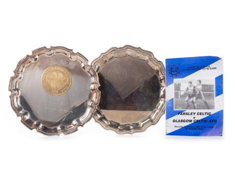CELTIC F.C., TWO COMMEMORATIVE SALVERS, ALONG WITH A PROGRAMME  the first salver for the UEFA Cup 1st Round 2nd Leg, Celtic P