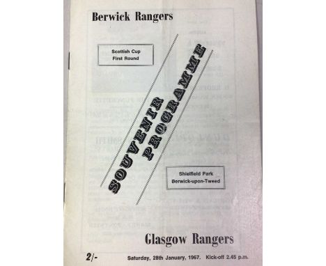 BERWICK RANGERS F.C. VS. RANGERS F.C., SCOTTISH CUP FIRST ROUND PROGRAMME, 28TH JANUARY 1967 Note: Programme from one of the 