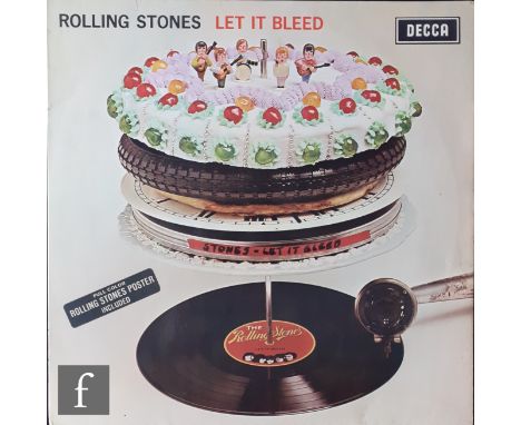 A collection of three Rolling Stones LPs to include, 'Let It Bleed' LK 5025, Mono, red inner, stickered sleeve, (lacking post