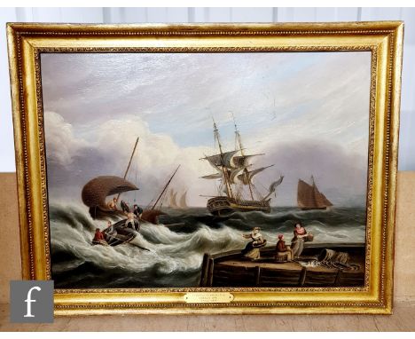 CIRCLE OF THOMAS LUNY (1759-1837) - Coastal vessels on a breezy day, oil on panel, bears signature and date 1818, bears Parke