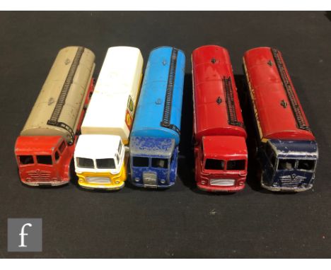 A group of Dinky Toys diecast model tankers, comprising 504 Foden 14 Ton Tanker with second type cab in red, with red chassis