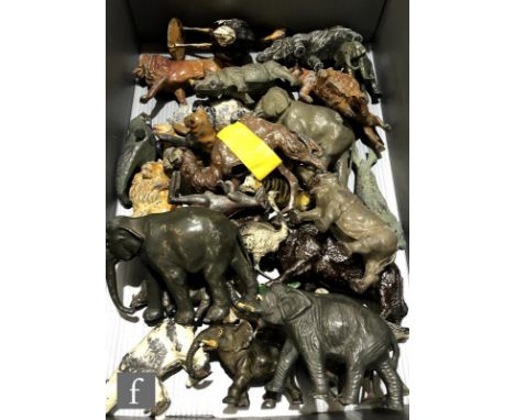 A collection of assorted hollowcast zoo animals by Charbens, Cherilea and Britains, to include a Charbens kangaroo and joey, 