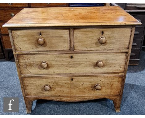 A 19th Century mahogany chest of two short over two long drawers, raised to French bracket feet, height 87cm, width 93cm and 