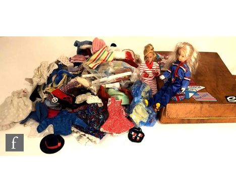 A Pedigree Sindy doll, circa 1985, with sideparted blonde hair, together with a Mattel Barbie doll from the same era and a se