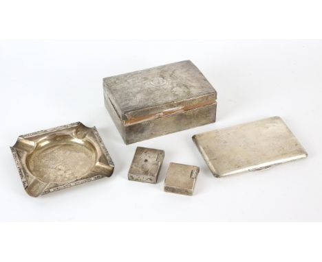 S J Rose & Son silver cigarette lighter with geometric pattern, London 1948, another engine turned lighter London 1949, and a