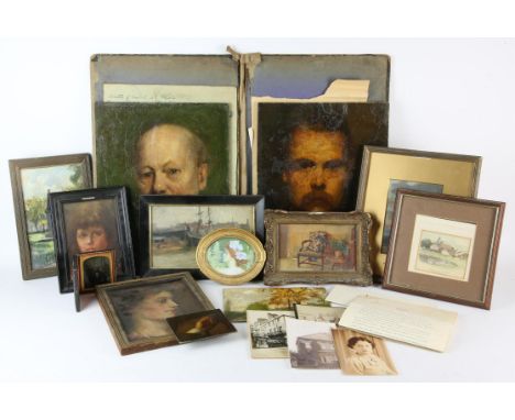 Alma Gogin (1854-1948) and Charles Gogin (1844-1931), A small studio collection of oils,  watercolours,  sketches and ephemer