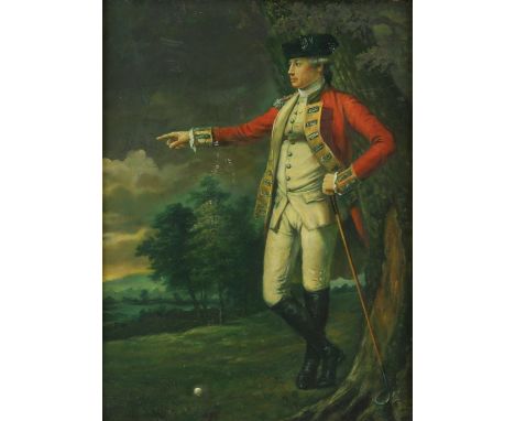 After Joseph Wright of Derby, Portrait of Colonel Charles Heathcote, oil on panel, 40 x 30cm. FramedCondition Report:  This i