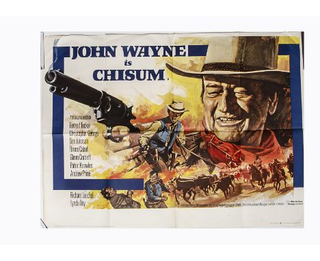 Chisum (1970) UK Quad poster, for this John Wayne western with Chantrell poster art. Pin-holes and light creasing to corners,