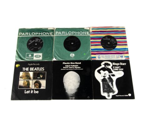 Beatles / Solo 7" Singles, approximately seventy 7" singles by The Beatles and Solo including Rock and Roll Music, Ticket to 
