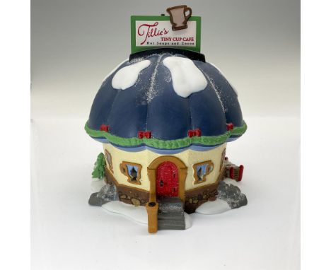 This is the Tillie's Tiny Cup Cafe hand painted porcelain figurine, item #56401. This item has its original box that measures