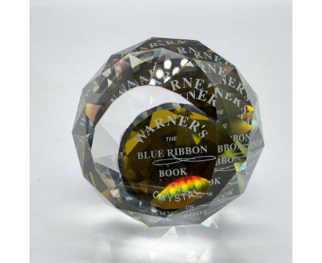 Round faceted Limited Edition crystal designed with a nod to Warner's Book. Felt bottom protects base. Swarovski backstamp. 9