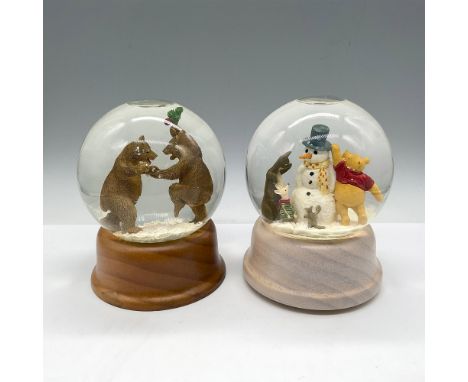Pooh globe designed with him and friends building a snowman - globe is also plays music - We Wish You a Merry Christmas. Char