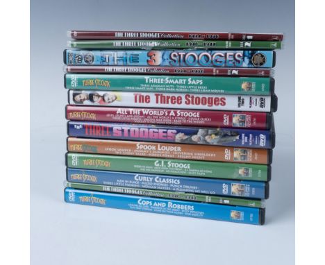 Includes titles such as All the World's a Stooge, Spook Louder, and Three Smart Saps. Largest item measures 5.25"L x 7.5"W x 