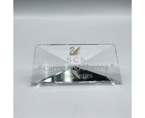 Clear crystal plaque created for the Lovebirds, Woodpeckers and Turtledoves. Swarovski backstamp. This item has its original 