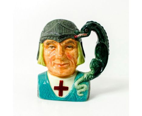 Style One, dragon handle. Grey helmet; turquoise armor. Royal Doulton backstamp. Artist: Max HenkIssued: 1968 - 1975Dimension