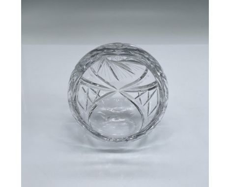 Round clear cut glass ashtray in a eight-pointed stars and sunburst design. Dimensions: 3.75"L x 3.5"W x 3.75"HCondition: Age