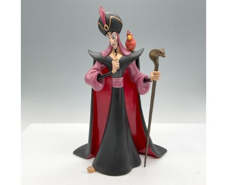 Jafar, holding his staff, and Lago looking very mean. Colored in black, lavender, and brown. Walt Disney Collection backstamp