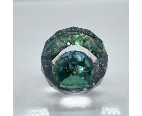 Round faceted Limited Edition crystal designed with a nod to Warner's Book. Felt bottom protects base. Swarovski backstamp. 9