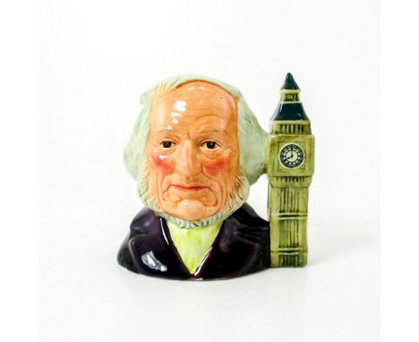 Signed. Variation One, Big Ben is at Eight O'clock. Black coat with purple collar; lemon cravat; Big Ben is light brown. To h