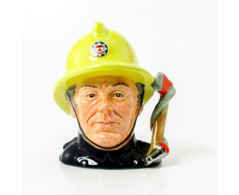 Style Two, axe and fire hose handle. Yellow helmet; dark blue jacket. Series: Journey Through Britain. Royal Doulton backstam