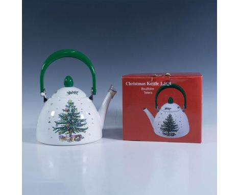 A Christmas Kettle featuring a classically decorated tree design that complements other Nikko Ceramics holiday patterns. This