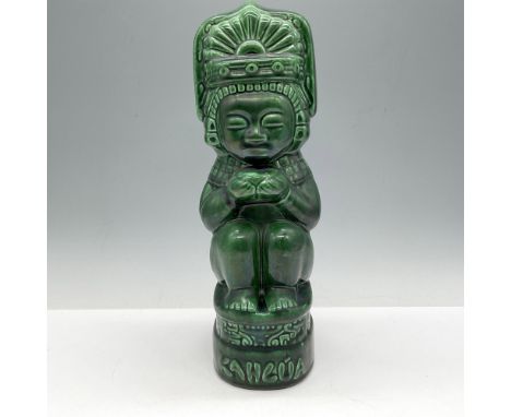 Handmade bottle styled in Aztec imagery for Kahlua liquor. Kahlua S.A. backstamp. Issued: 20th centuryDimensions: 4"L x 4"W x