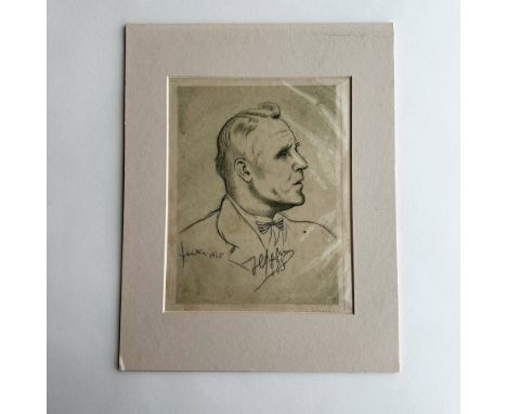 Antique original etching on laid paper featuring the Portrait of a Man in three-quarter view made in a Realist style. Signatu