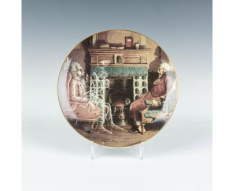 Limited edition hand decorated fine porcelain A Christmas Carol collector series plate with 24 Karat gold trim. Second in the