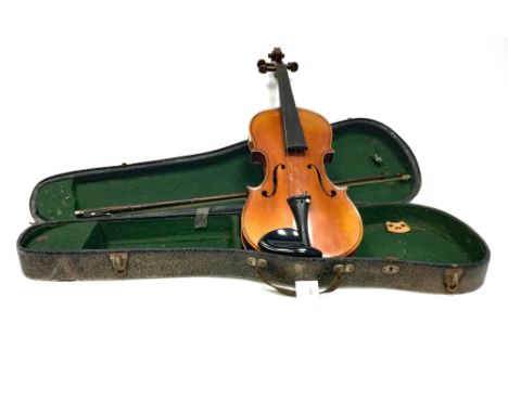 MID-19TH CENTURY VIOLIN, two piece 14 inch back, bearing a label for Jean-Baptiste Vuillaume a Paris 3 Rue Demours-Terne, 59.