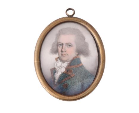 
	
		Y&nbsp;English School (18th century)
		A gentleman, wearing green coat with gold trim, white frilled chemise, his powder