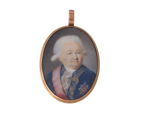 
	
		Y&nbsp;Continental School (18th century)
		A gentleman, wearing blue coat, white stock and frilled chemise, his powdered