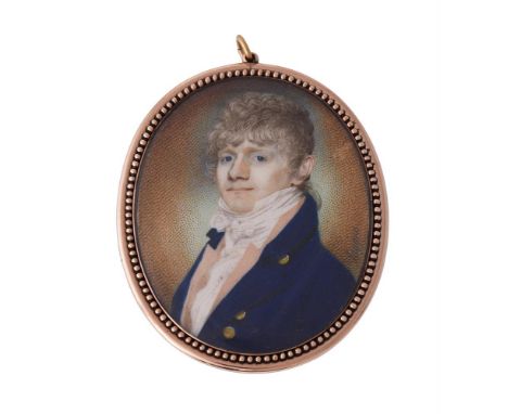 
	
		Y&nbsp;Charles Jagger (British 1770 - 1827)
		A young gentleman, wearing blue coat with gold buttons, checked waistcoat 