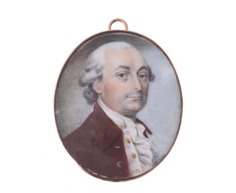 
	
		Y&nbsp;English School (18th century)
		A gentleman, wearing burnt umber coat, white waistcoat with gold buttons, frilled