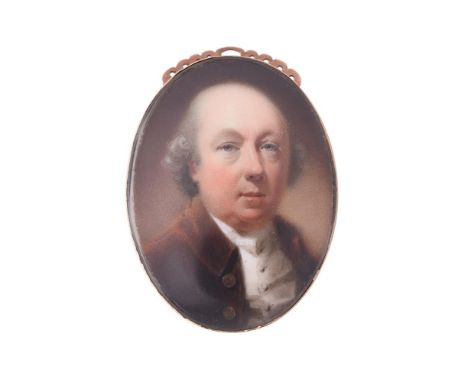 
	
		Y&nbsp;English School (18th century)
		A gentleman, wearing brown coat, white waistcoat and cravat, his hair worn en que