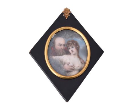 
	
		Y&nbsp;Attributed to Nathaniel Plimer (British 1757-1822) 
		A man and a young lady among clouds, he wearing red robe, s
