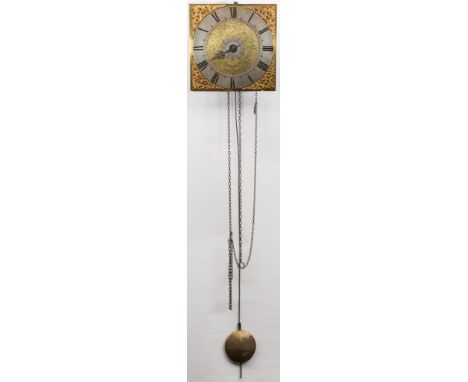 Stone, Thame, a hook and spike alarum wall clock: the thirty-hour bird-cage timepiece movement sounding the alarm on a bell, 