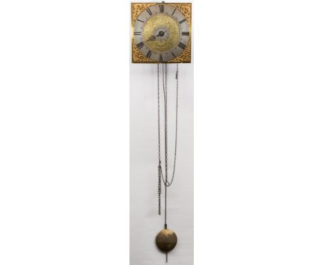 Stone, Thame, a hook and spike alarum wall clock: the thirty-hour bird-cage timepiece movement sounding the alarm on a bell, 