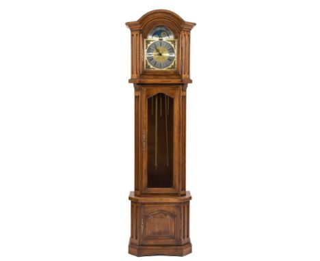 Richard Broad, Bodmin, a modern longcase clock: the eight-day duration movement striking the hours on a bell, the break-arch 